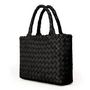 NEW Milaner Italia The Micro Elena Woven Handbag in Black Leather
